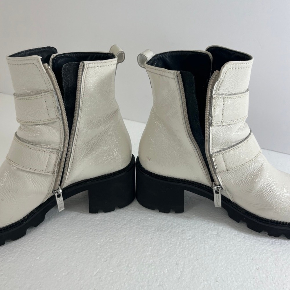 Paul‎ Green Ankle Boots Womens White Sz 6 Block Heel Buckle Accents Zip Up - Picture 13 of 15